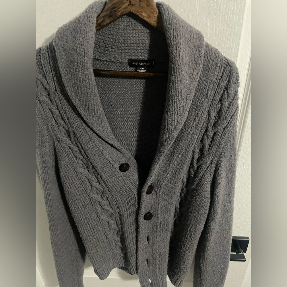 Cozy Knits Gray Men's Cardigan Sweater